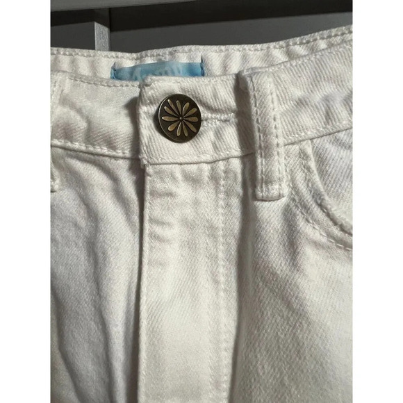 Show Me Your Mumu Blue Womens Wyoming High Waisted Shorts Fray Hem White Size 24 - Picture 2 of 8